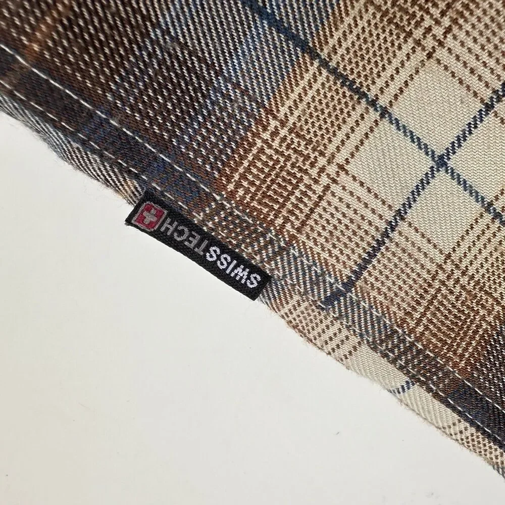 Swiss Tech Button Front Shirt Mens Sz XL Mambo Brown Plaid SM47Y118‎